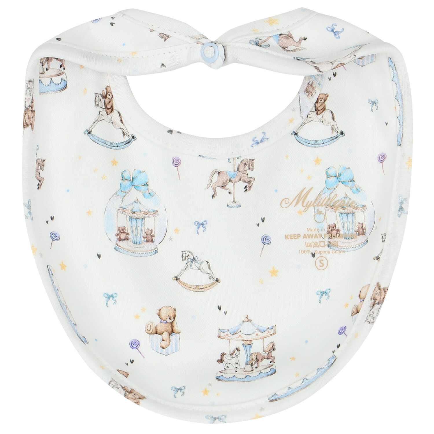Baby Boys White & Blue Carousel Babygrow Set, 1, hi-res